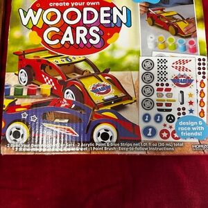 Horizon Group USA Wooden Race Cars Kit - Red and Blue